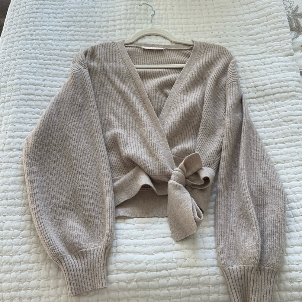Wayf tie front wrap sweater